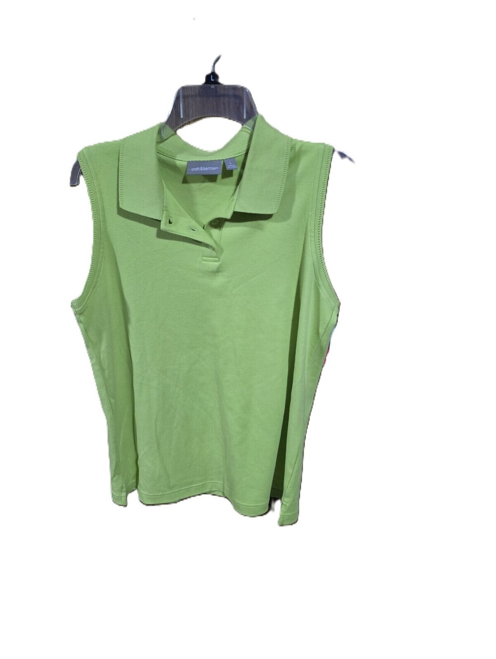 Croft & Barrow Green Sleeveless Top With Collar & Buttons